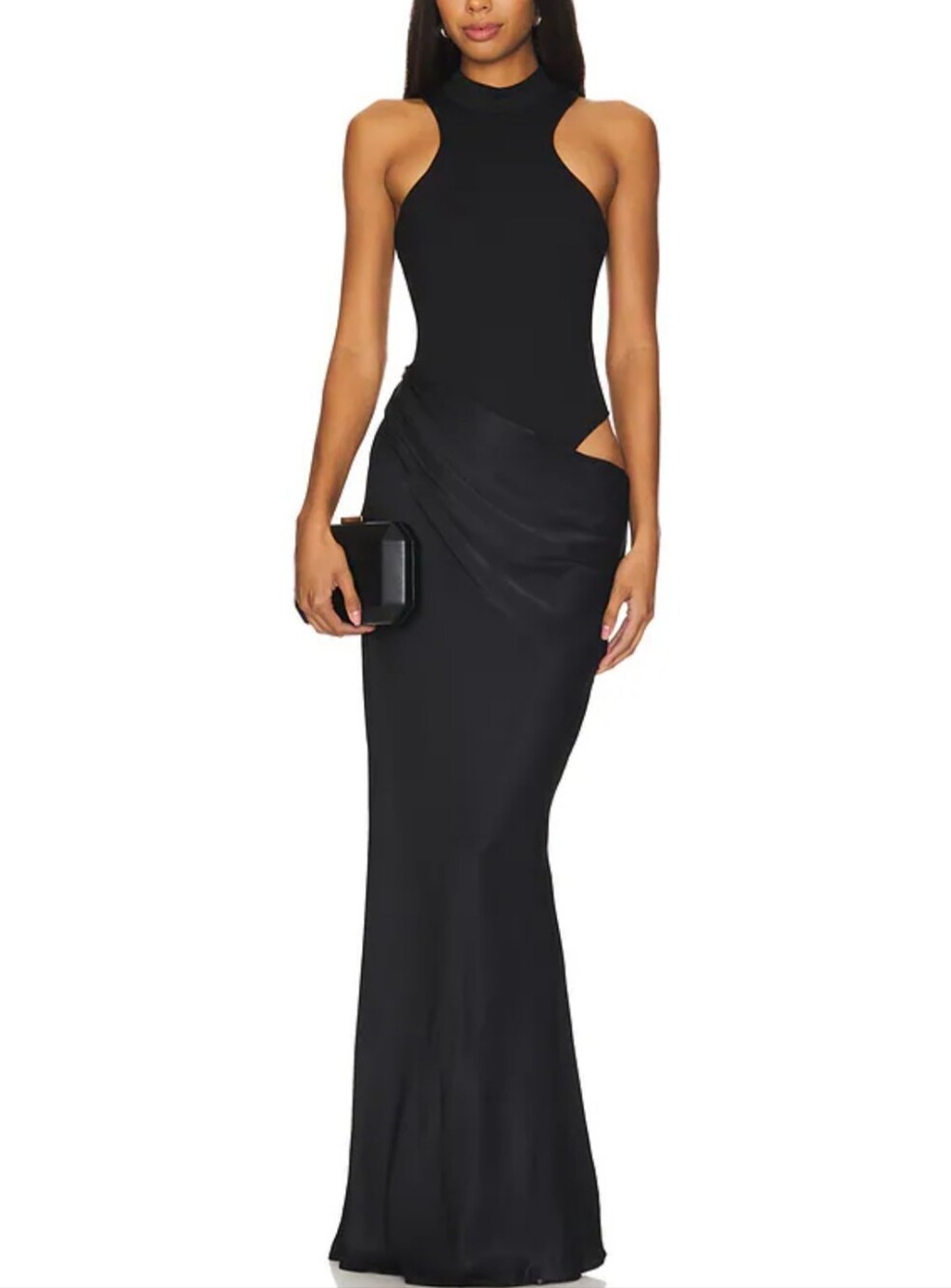 Camila Coelho sexy Black bodysuit hip Cutout Maxi Gown size M new with tags